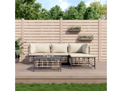 Conjunto de jardín de 4 piezas con cojines de mimbre antracita de DKD Home Decor