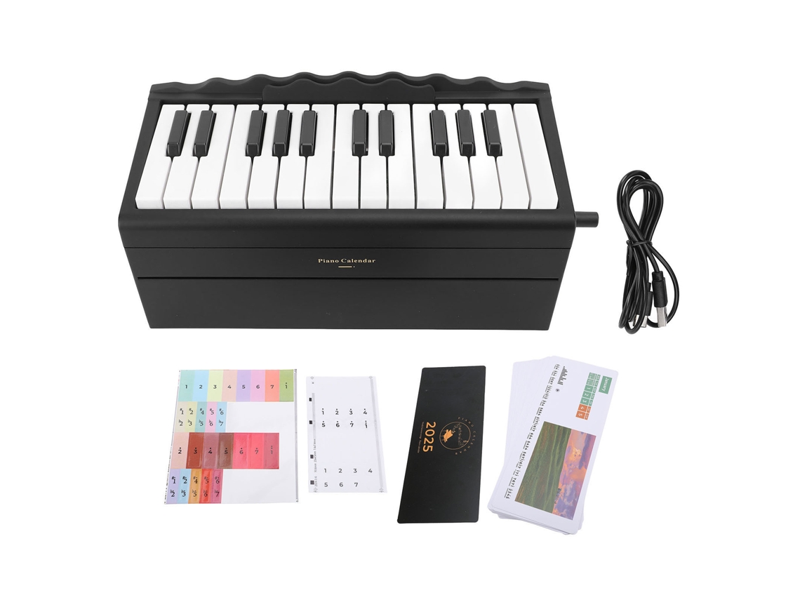 Calendário De Piano Tocável 2025 Com 25 Teclas Bateria Recarregável 1000mah Preto