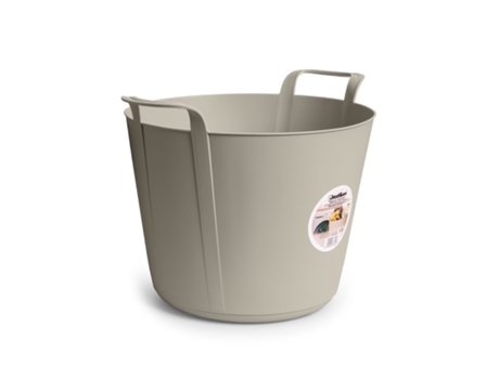 PLASTIKEN Nature - Capazo Flexible de 26L Multiusos Redondo con Asas Ecru