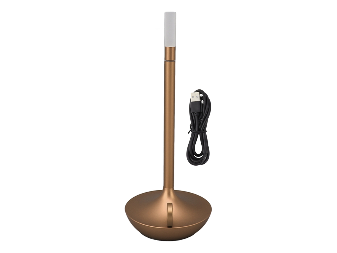 Lámpara De Mesa Led Inalámbrica Recargable Portátil Con 3 Niveles De Brillo Y Diseño De Vela - Dorada