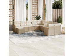 Conjunto de sofá de jardín de 11 piezas con cojines de mimbre beige DKD Home Decor