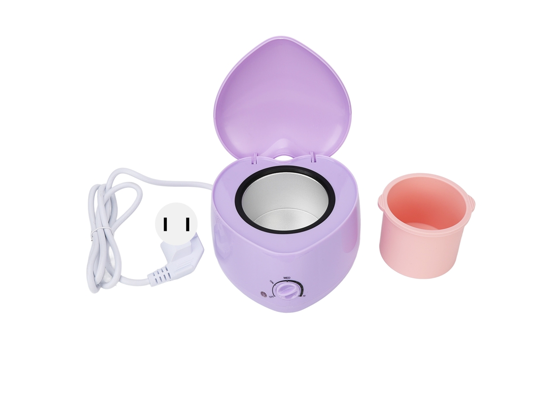 Máquina Mini Calentadora De Cera Con Olla De Silicona Corazón Lavable Dispositivo Calentador De Cera Púrpura Plug Us 110v