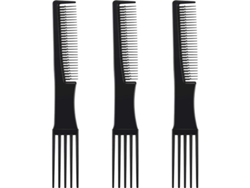 Peine De 3 Piezas Con Dientes Anchos Y Doble Punta, De Plástico Negro, Para Peinar El Cabello.