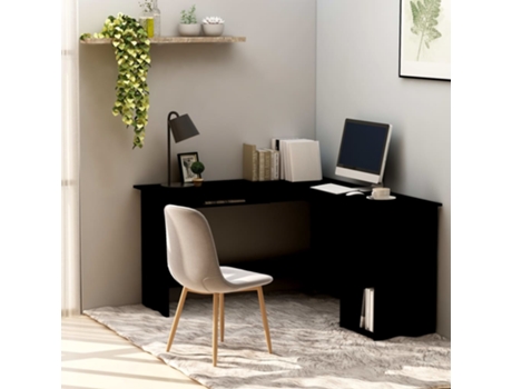 MAISON EXCLUSIVE Escritorio forma de L madera contrachapada negro 120x140x75 cm