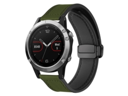 Bracelete Para Garmin Fenix 8 / 7x / 6x / 5x (22mm) - Silicone Magnético - Padrão Crazy Horse Verde-exército