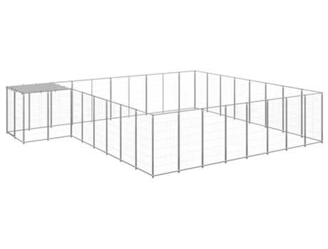 vidaXL Perrera plateada 20,57 m² acero