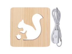Bonita Luz Nocturna Led Cálida Con Diseño De Ardilla Hueca Para Bebés Y Niños.