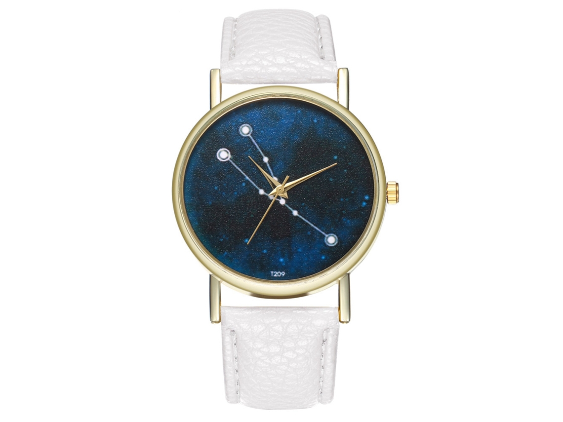 Reloj De Pulsera Taurus Star De Cuero Blanco, De Cuarzo, Para Parejas, Para Hombre Y Mujer.