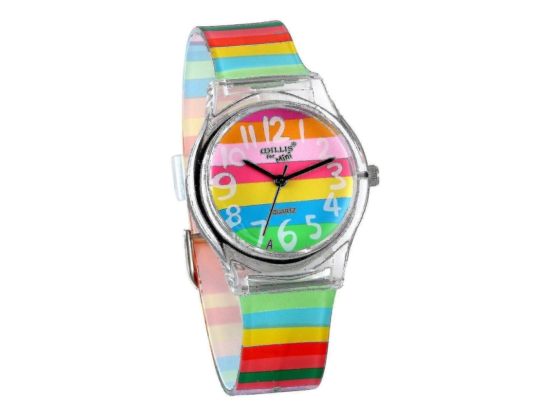 Relógios Infantis Para Crianças De 6 A 16 Anos, Relógio De Quartzo Para Meninas, Lindo E Colorido, Com Estampa De Arco-íris, Ideal Para Quem Está