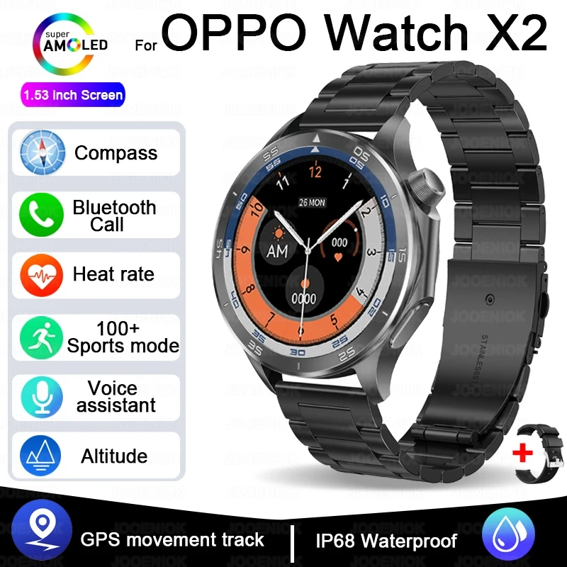 Reloj Inteligente (acero Negro) Con Gps, Resistente Al Agua, Brújula, Monitorización De La Salud Y Llamadas Bluetooth.