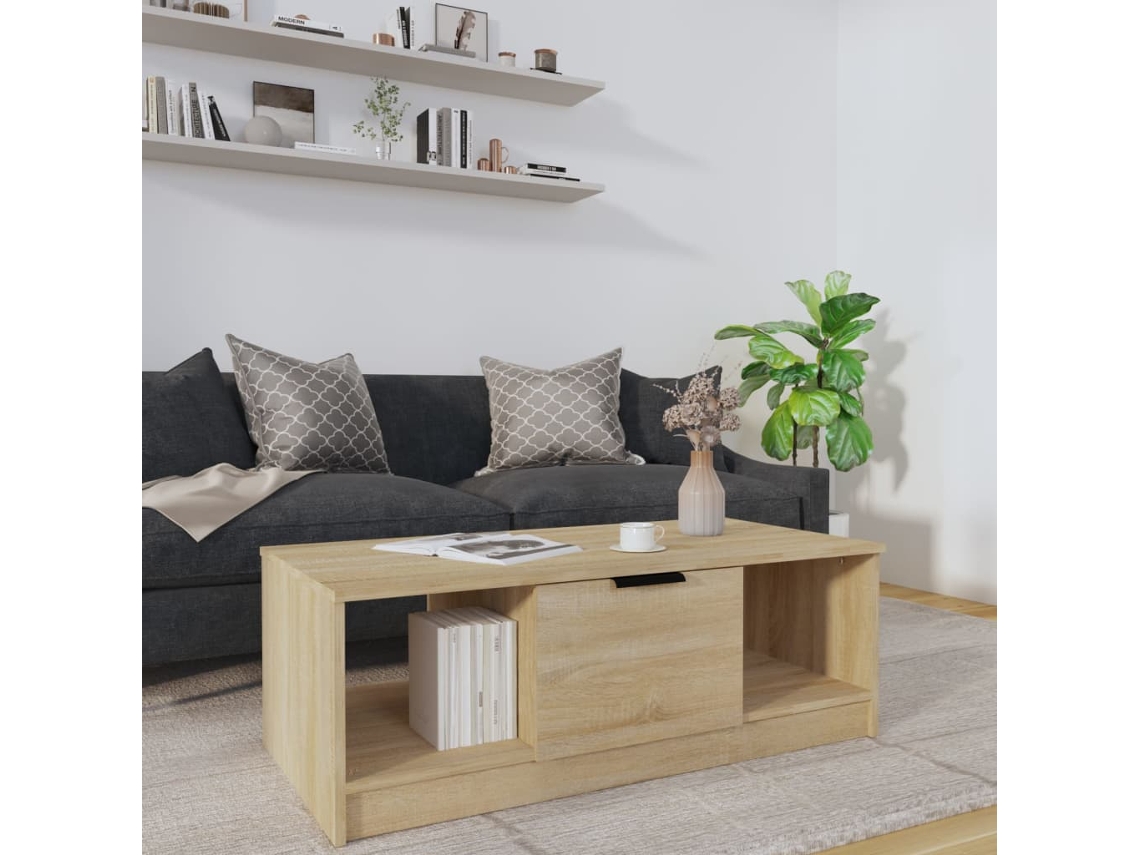 Mesa de Centro Apoyo 102X50X36 Madera Procesada Roble Sonoma