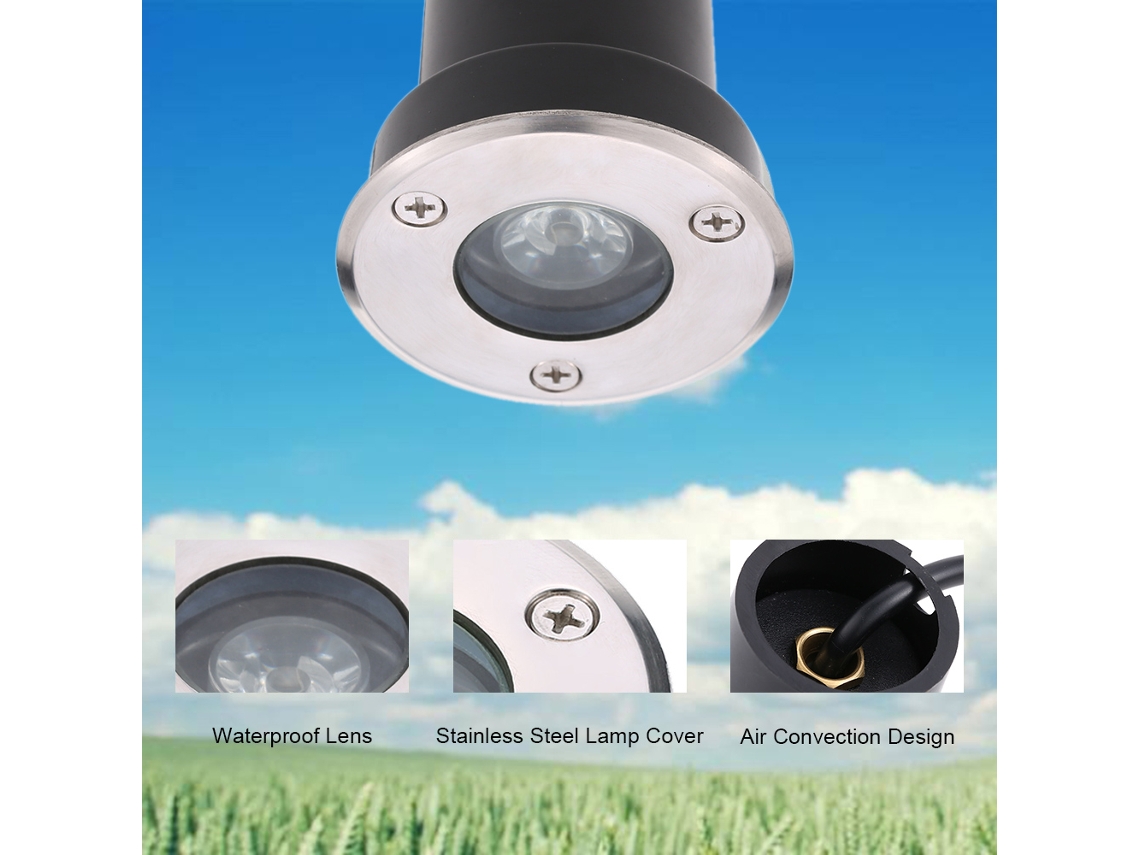2026-lámpara Led Subterránea 1w Ac/dc 12v 100lm Cristal Templado Ip67 Impermeable Exterior Jardín Camino Paisaje Blanco