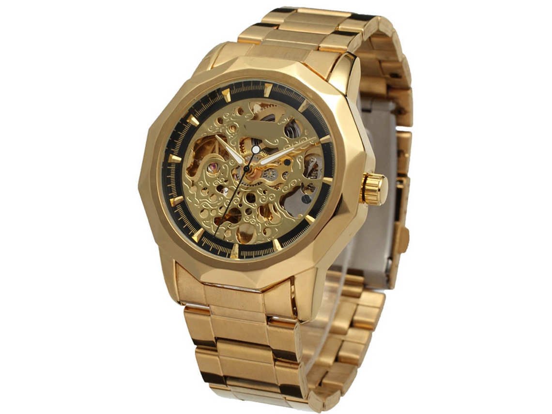 Reloj Automático De Negocios Para Hombre, Reloj De Pulsera Mecánico, Resistente Al Agua, Color Oro.