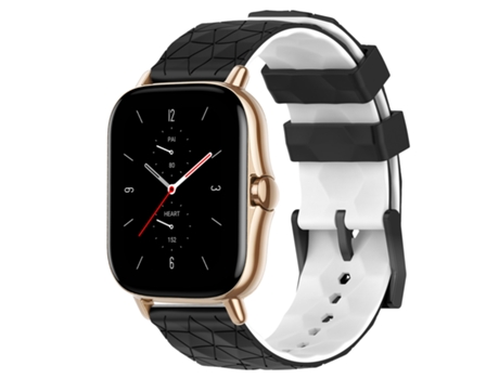 Correa de reloj inteligente para Amazfit GTS 2 Correa de silicona bicolor con textura de fútbol de 20 mm (negro + blanco)