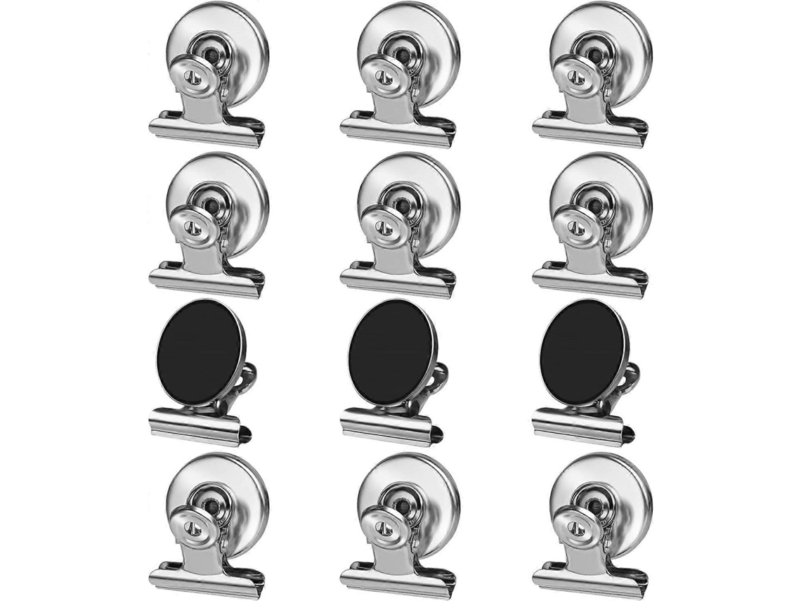 Omni-12 Pinzas Magnéticas Fuertes Con Protector Anti-rayas Para Nevera Pizarra Blanca Hogar Oficina Plata