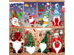 Pegatinas Navideñas Reutilizables Para Ventanas Con Gnomos Y Papá Noel Para Decoración
