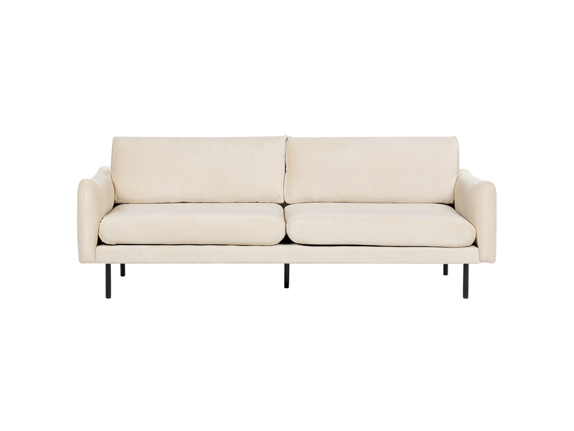 Sofá de 3 plazas BELIANI Vinterbro de Terciopelo Beige 220x84x86