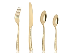 2026-set De Cubiertos De Acero Inoxidable 24 Piezas Martillado Oro Para 6 Personas Cuchillo Tenedor Cuchara