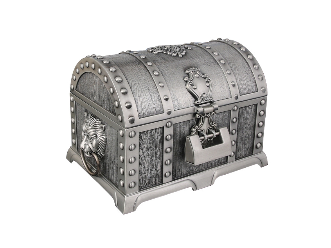 Caja De Almacenamiento De Joyas Clásica De Metal Extragrande Con Cerradura Y Doble Capa (hojalata Antigua)