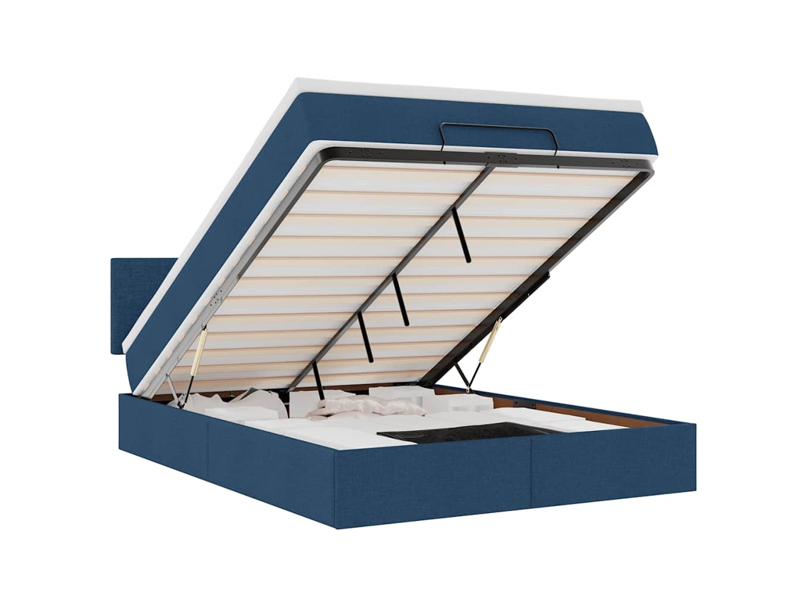 Maison Exclusive - Estructura De Cama Otomana Colchón Tela Azul Pardo 140x200cm