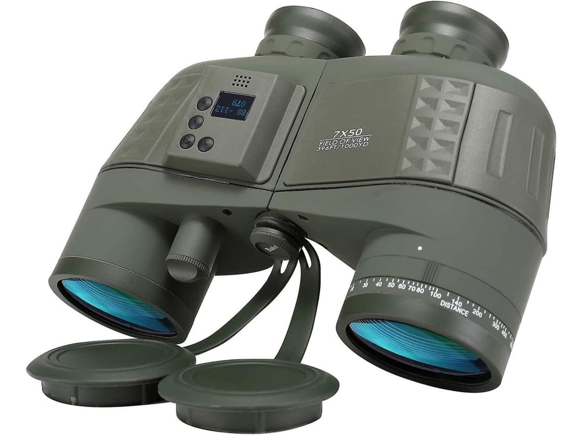 Binoculares marinos 7x50 para adultos, impermeables, con brújula de altitud y telémetro de pantalla LCD, adecuados para Gusshious