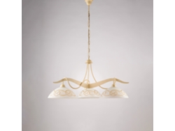 Lámpara de araña Bilbao de hierro marfil con efecto decapado decorativo y difusores de cristal D. 30 luces blancas y ámbar 3 luces 106 Ø89 Belight