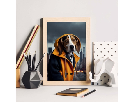 NACNIC Lámina Beagle Compasivo En Estilo Fotografía A Todo Color Divertidas Ilustraciones Realistas De Animales Con Ropa Humana