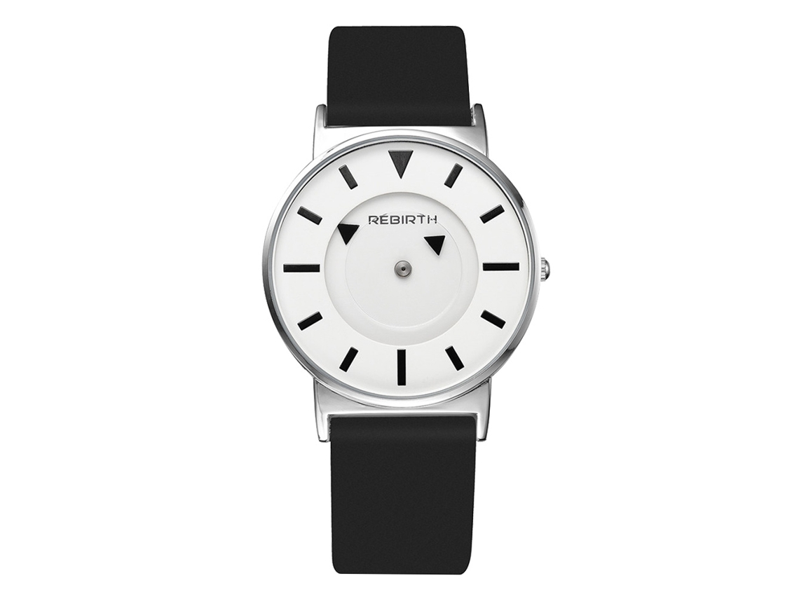 Reloj Analógico De Cuarzo Con Correa De Silicona, Esfera Redonda, Blanco Y Negro.