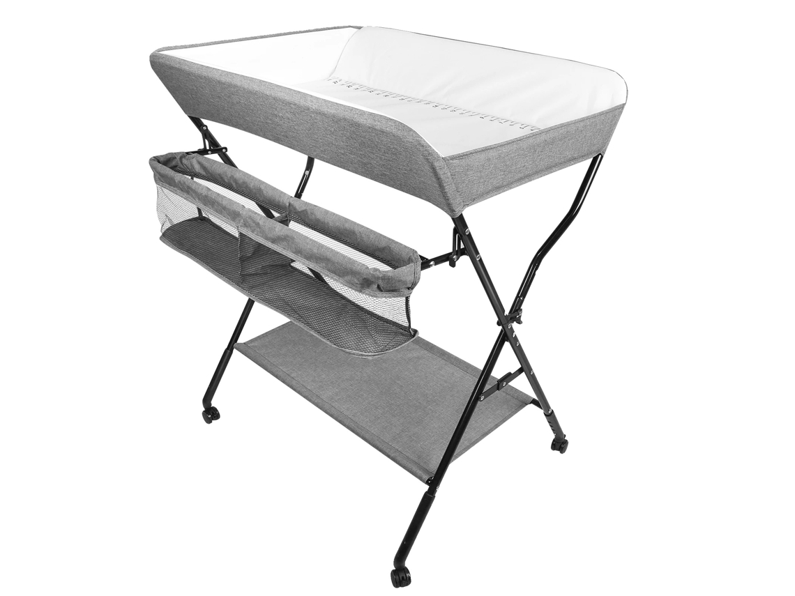Cambiador para bebés, altura ajustable en 4 posiciones, diseño plegable, color gris.