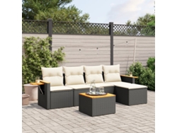 Conjunto de sofás de jardín de 6 piezas DKD Home Decor con cojines de mimbre negros