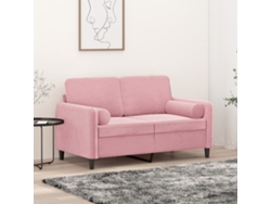 Sofá De 2 Plazas Con Cojines Terciopelo Rosa 120 Cm