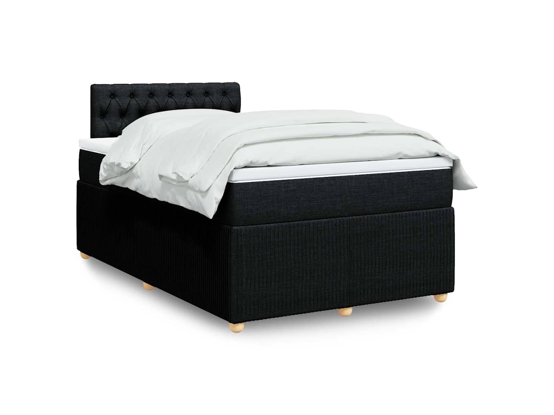 Cama Box Spring Con Colchón Tela Negro 120x200 Cm