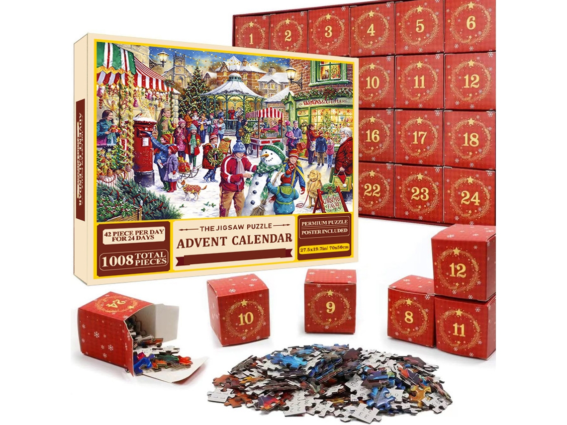 Calendario de Adviento Eifson de 1008 piezas, rompecabezas, cuenta regresiva de 24 días para Navidad, para niños y adultos (21)
