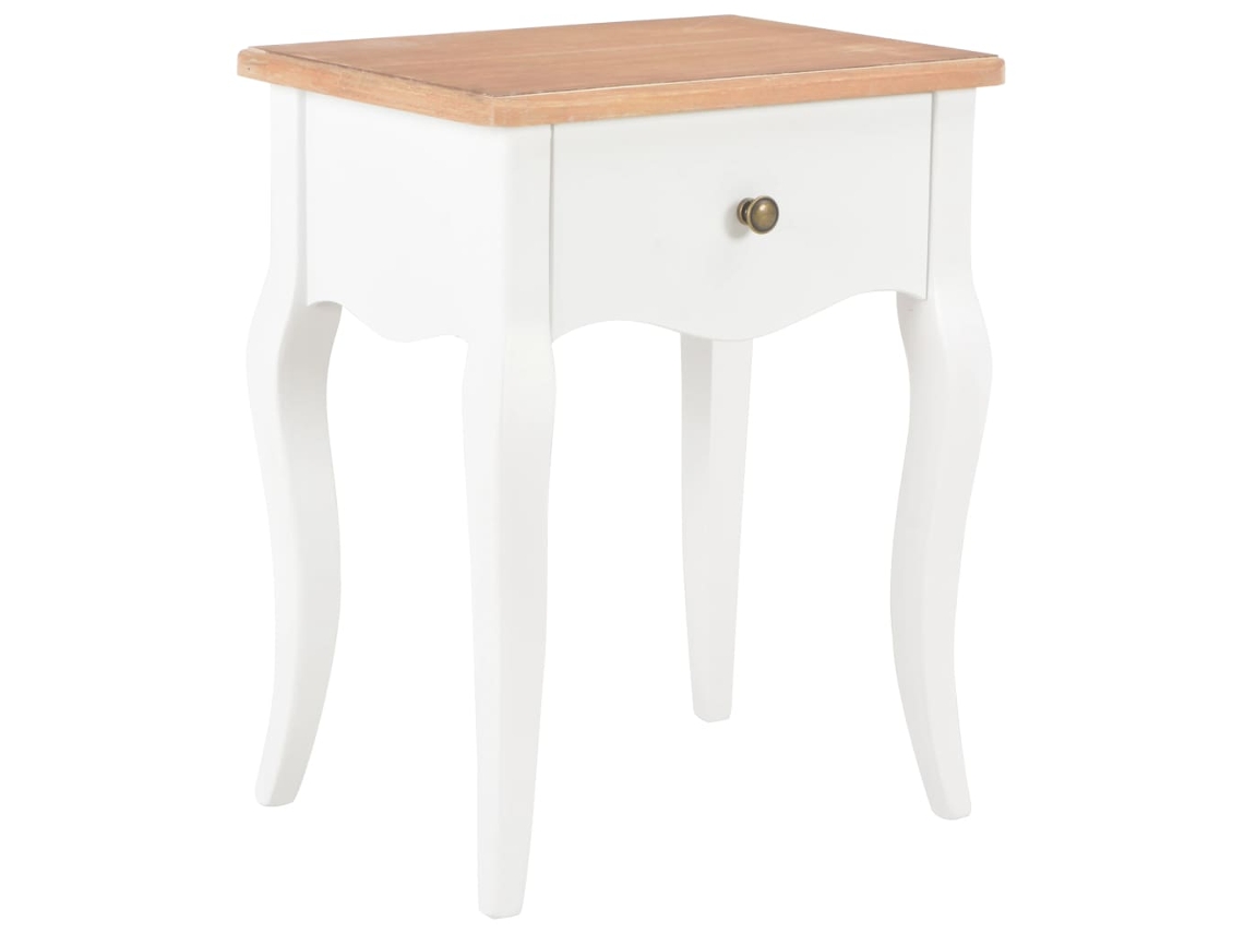 vidaXL Mesita de noche madera maciza de pino blanco marrón 40x30x50 cm