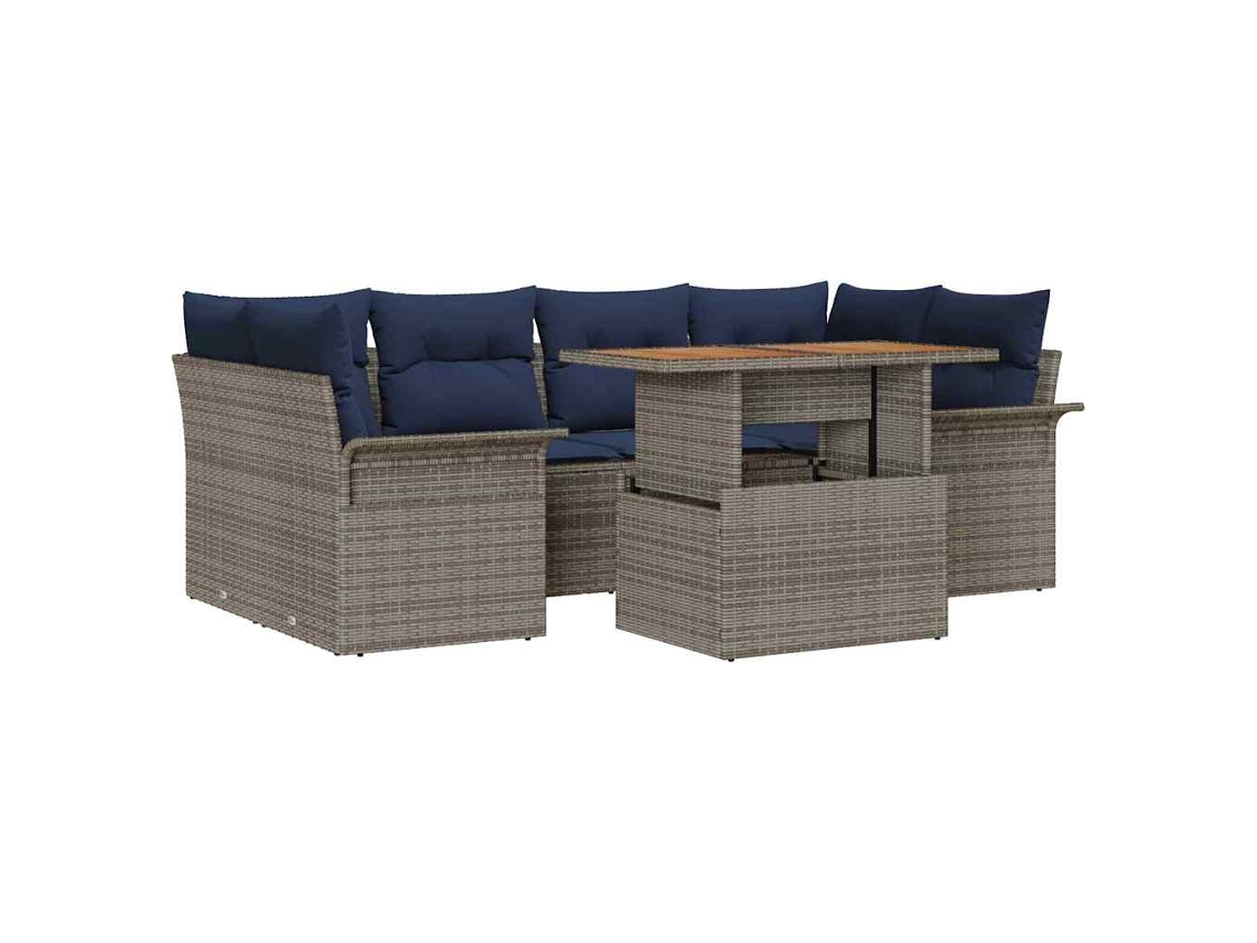 Maison Exclusive - Conjunto De Sofá De Jardín 7 Pcs Gris Poliratán