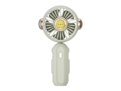 Ventilador portátil recargable por USB, 3 velocidades, verde.