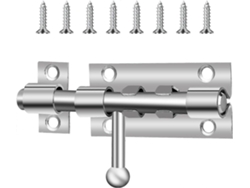 Cerradura de puerta de baño de 4 pulgadas con cilindro de acero inoxidable y barra transversal plateada Qhh Hjkjyx