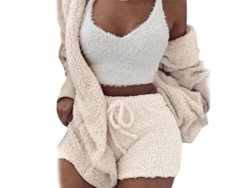 Fasst-3pcs/set Conjunto De Punto Cómodo Shorts + Suéter + Abrigo Traje Casual Cálido Para Mujer Hombre 2022 Nuevo