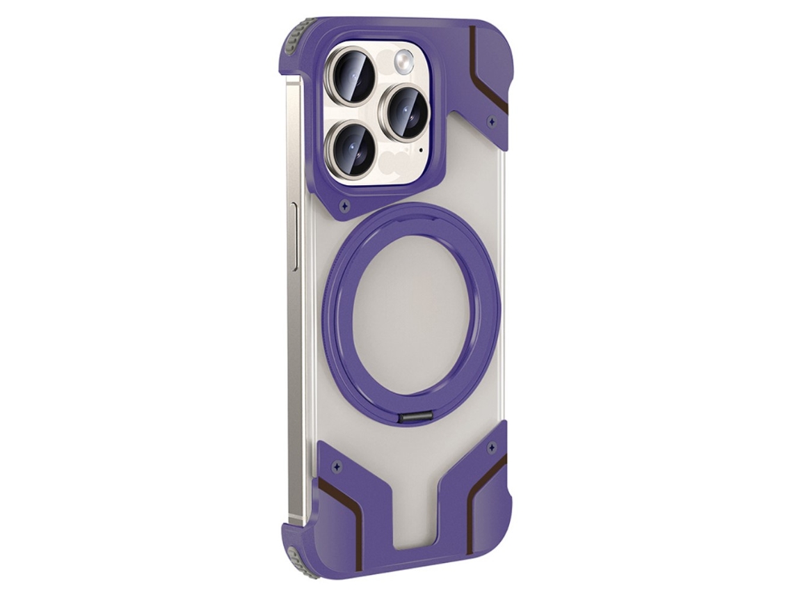 Soporte Carcasa Púrpura Para Iphone 14 Pro Max Piel Sintética Morado