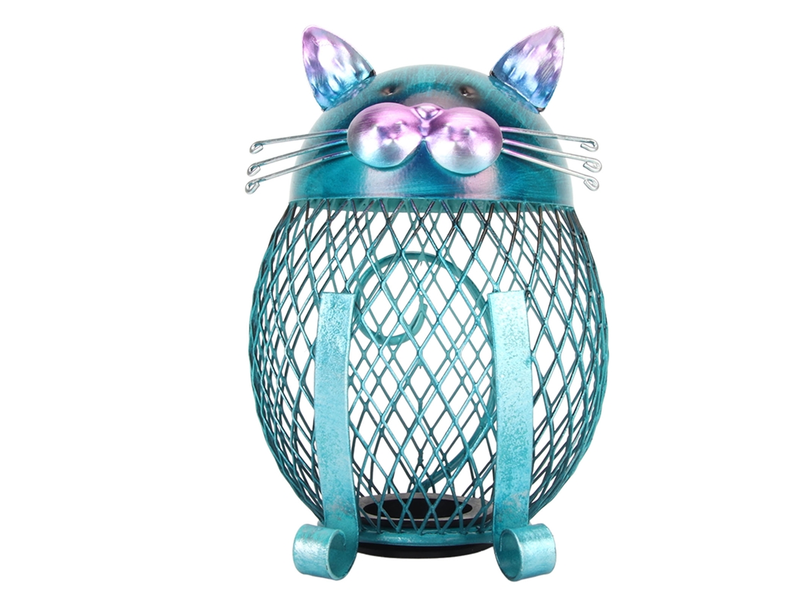 Hucha De Metal Gatito Para Adultos Artesanal Visible Con Tapa Inferior Para Sala De Estar Hogar