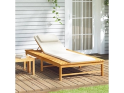 Tumbonasilla Con Cojín Blanco Crema Y Almohada Madera Maciza Acacia Wsd88502
