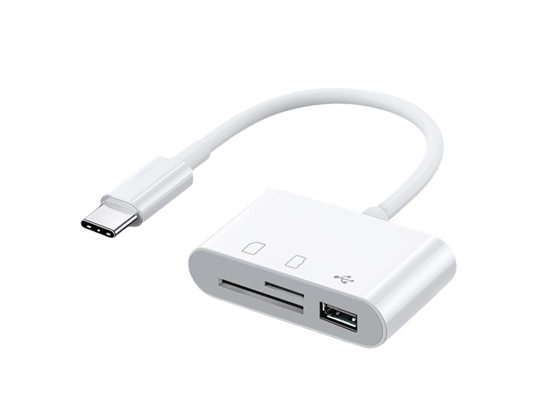Adaptador USB CA SD/micro SD/USB 3.0, lector de tarjetas SD 3 en 1, lector de tarjetas de memoria TF, para dispositivos tipo C Elisefashion