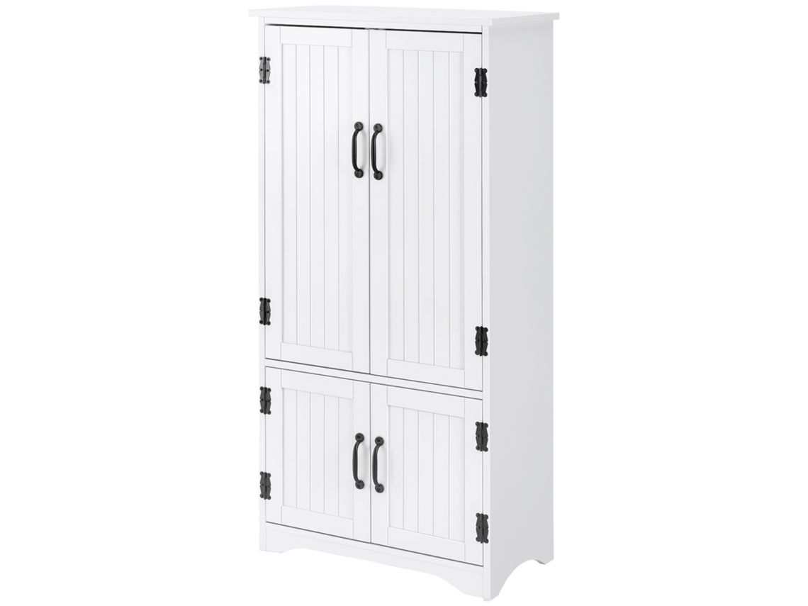 Aparador De Cocina , Mueble De Cocina Contemporáneo Con Almacenamiento Múltiple, 2 Armarios, 3 Estantes, Tablero De Partículas Mdf, Blanco