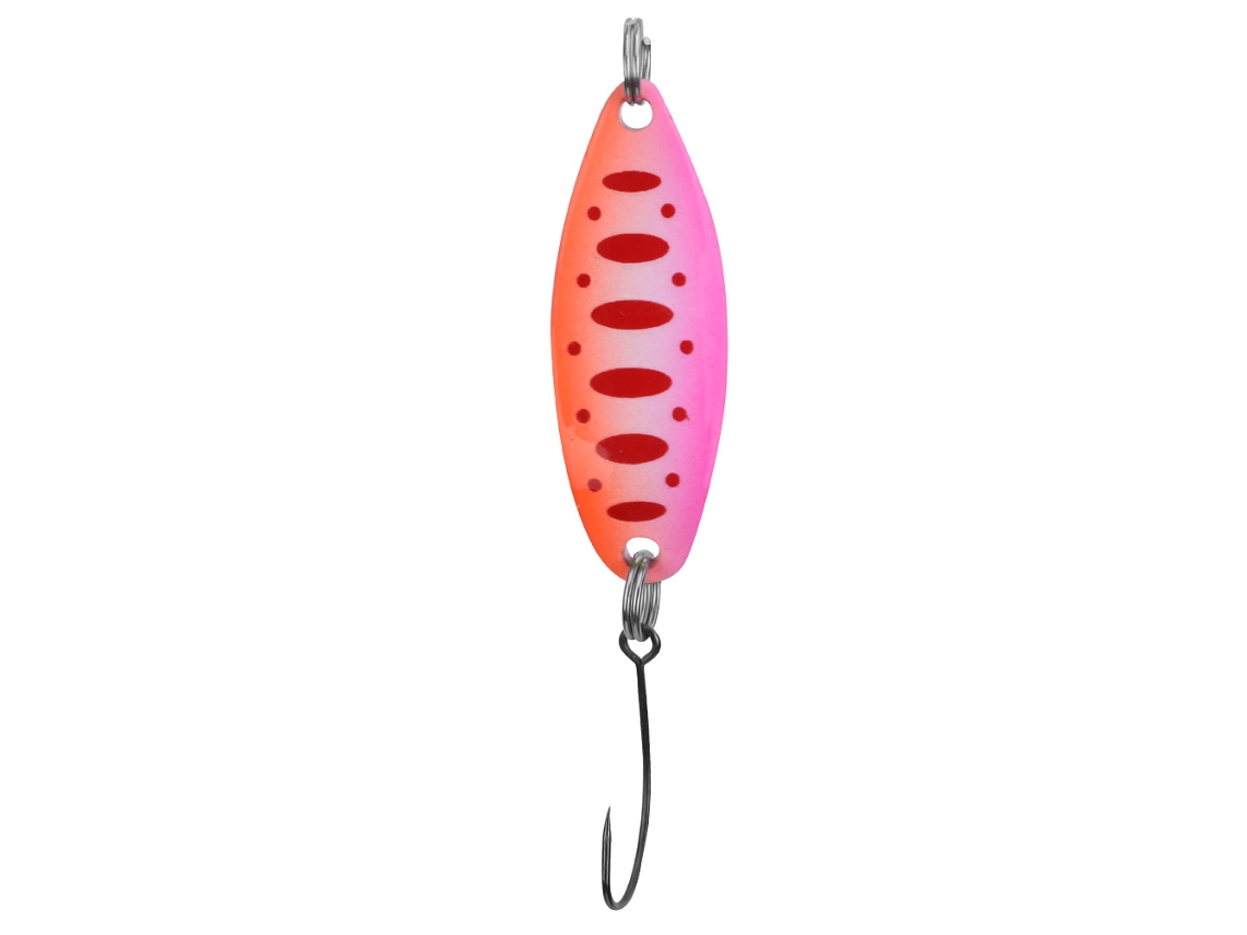 Señuelos De Pesca Trout Blinkers Con Cucharas De 3,5 G/3,4 Cm, Color Naranja Y Rosa Punteado.
