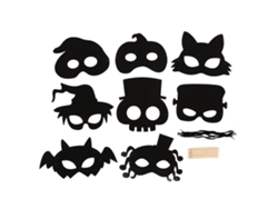 2026-8 Kits De Máscaras De Halloween Con Papel Rayado Arcoíris Para Niños, Manualidades De Animales Y Artística