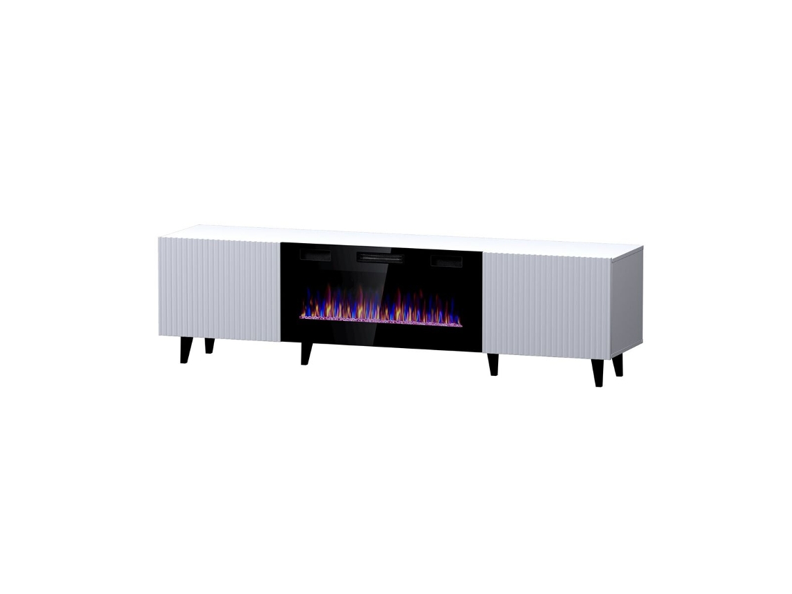 Mueble de TV CAMA MEBLE PAFOS RTVK BI Blanco Negro Laminado Plástico Madera MDF Aglomerado 180x49x42 cm