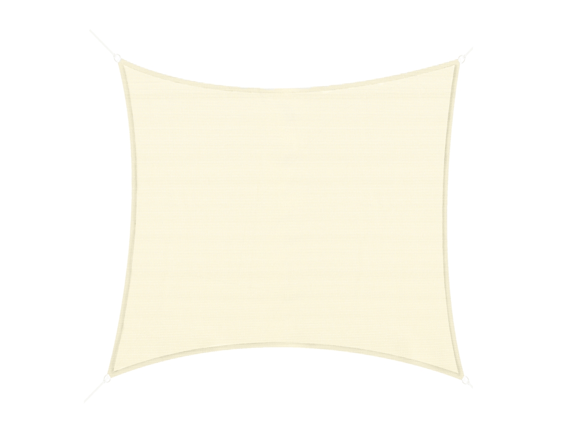 Vela De Sombra Rectangular De 3 X 3 M, De Polietileno De Alta Densidad Con Protección Uv Y Bolsa De Almacenamiento - Color Crema