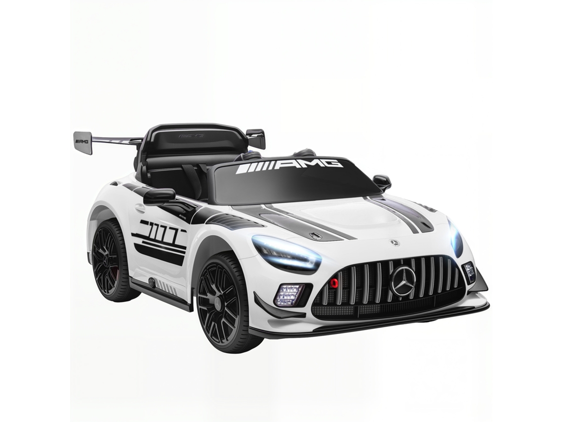 Coche Eléctrico Infantil Mercedes Amg Gt3 Evo De 12 V Con Doble Motor, Color Blanco.