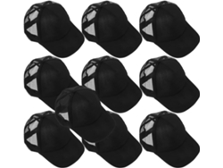 Paquete De 10 Gorras De Béisbol Negras De Malla De Poliéster Para Sublimación, Talla Única.