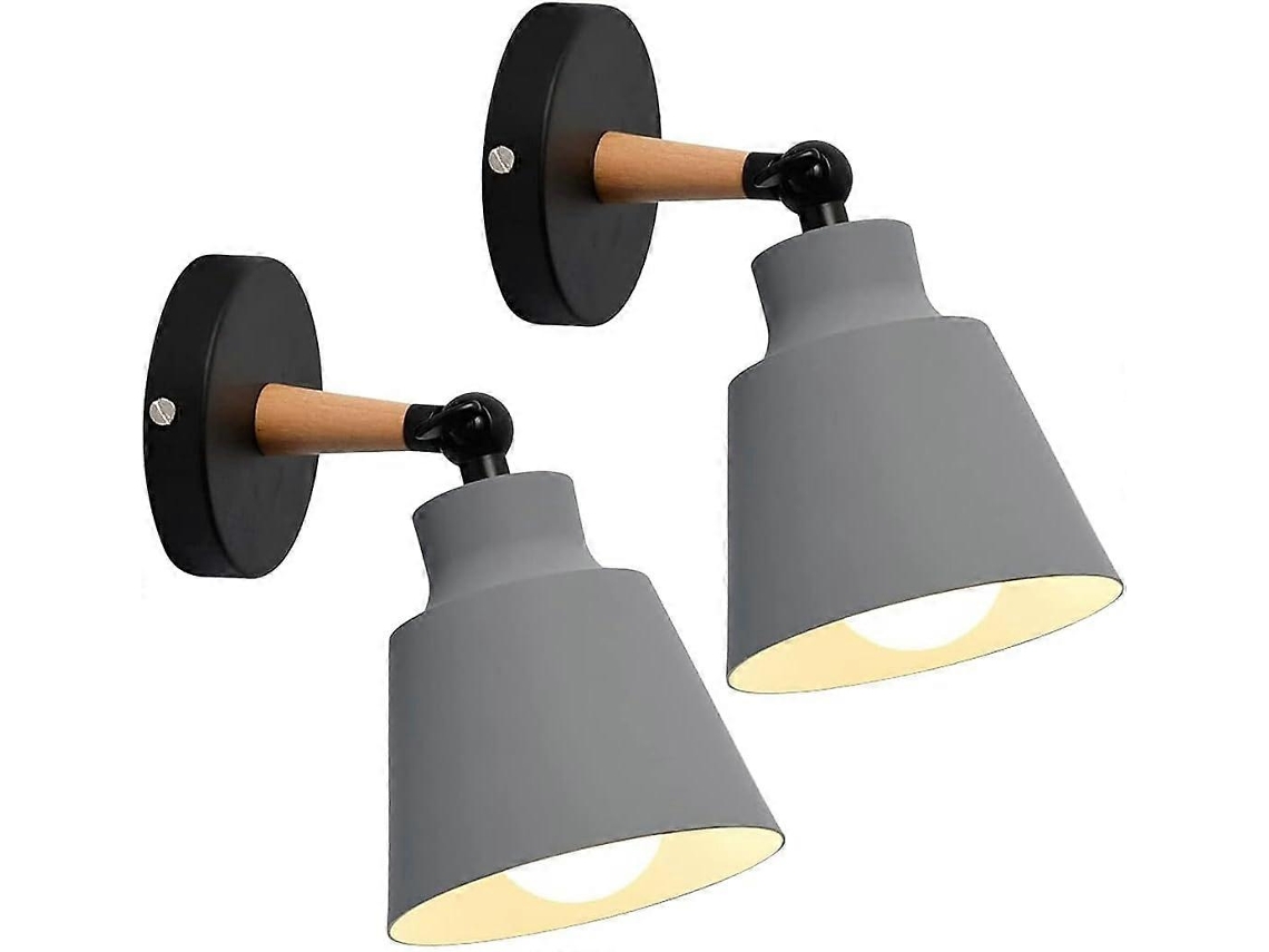 Aplique de pared industrial retro Rebe, diseño Macaron, E27, metal, ajustable, para dormitorio, cocina, comedor, juego de 2, gris